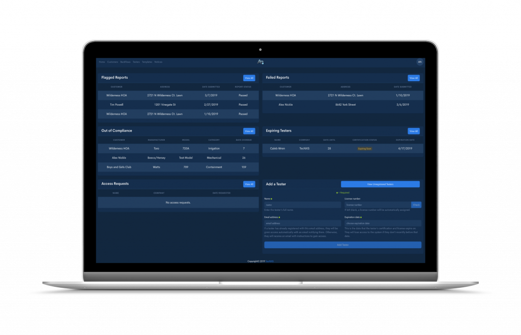 Purveyor administrative dashboard